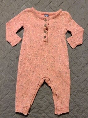 Old Navy Pink Ribbed Henley Floral Footie